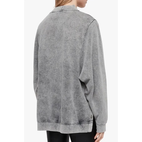 All Saints Leti Freida Side-Snap Gray Crewneck Cotton Sweatshirt - Picture 3 of 10